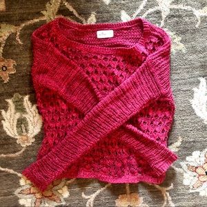 Cozy Wine Red Crochet Hollister Sweater